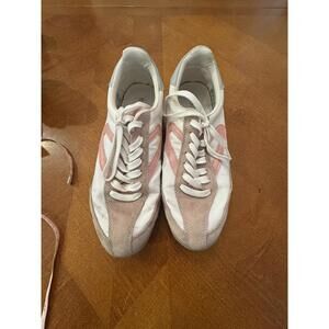 Tretorn White and Pink Suede Sneakers